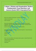 Volume 1 Mission and Organization&sol; Medical Fundamentals&period; Exam Questions And Answers &vert;Latest 2025 &vert; Guaranteed Pass
