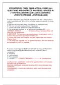 ATI NUTRITION FINAL EXAM ACTUAL EXAM &vert; ALL QUESTIONS AND CORRECT ANSWERS &vert; GRADED A&plus; &vert; VERIFIED ANSWERS &lpar;DETAILED ANSWERS&rpar; &vert; LATEST EXAM 2025 &lpar;JUST RELEASED&rpar;
