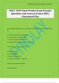 NSCC EMT Final Written Exam Practice Questions And Answers &vert;Latest 2025 &vert; Guaranteed Pass