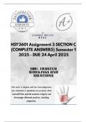HSY2601 Assignment 3 SECTION C &lpar;COMPLETE ANSWERS&rpar; Semester 1 2025 - DUE 24 April 2025&semi; 100&percnt; trusted&comma; comprehensive and complete reliable solution with clear explanation