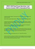 PHYS 250 Final Exam Questions And Answers &vert;Latest 2025 &vert; Guaranteed Pass
