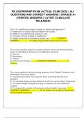 PN LEADERSHIP EXAM &lpar;ACTUAL EXAM 2025&rpar; &vert; ALL QUESTIONS AND CORRECT ANSWERS &vert; GRADED A&plus; &vert; VERIFIED ANSWERS &vert; LATEST EXAM &lpar;JUST RELEASED&rpar;