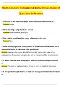 Texas CDL CVO Knowledge Exam &lpar;Texas Rules&rpar; SR 2025 Update Newest Questions and Answers Latest &lpar;2025 &sol; 2026&rpar; &lpar;Verified Answers&rpar;