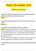 Texas CDL Permit Test 2025 Update Newest Questions and Answers Latest &lpar;2025 &sol; 2026&rpar; &lpar;Verified Answers&rpar;