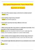 TEXAS CDL Special Requirements Texas Permit Test 2025 Update Newest Questions and Answers Latest &lpar;2025 &sol; 2026&rpar; &lpar;Verified Answers&rpar;