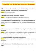 Texas CDL - Air Brake Test 2025 Update Newest Questions and Answers Latest &lpar;2025 &sol; 2026&rpar; &lpar;Verified Answers&rpar;