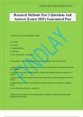Research Methods Test 2 Questions And Answers &vert;Latest 2025 &vert; Guaranteed Pass