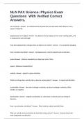 NLN PAX Science&colon; Physics Exam Questions  With Verified Correct Answers&period;