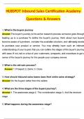 HUBSPOT Academy Inbound Sales Certification Exam 2025 Update Newest Questions and Answers Latest &lpar;2025 &sol; 2026&rpar; &lpar;Verified Answers&rpar;