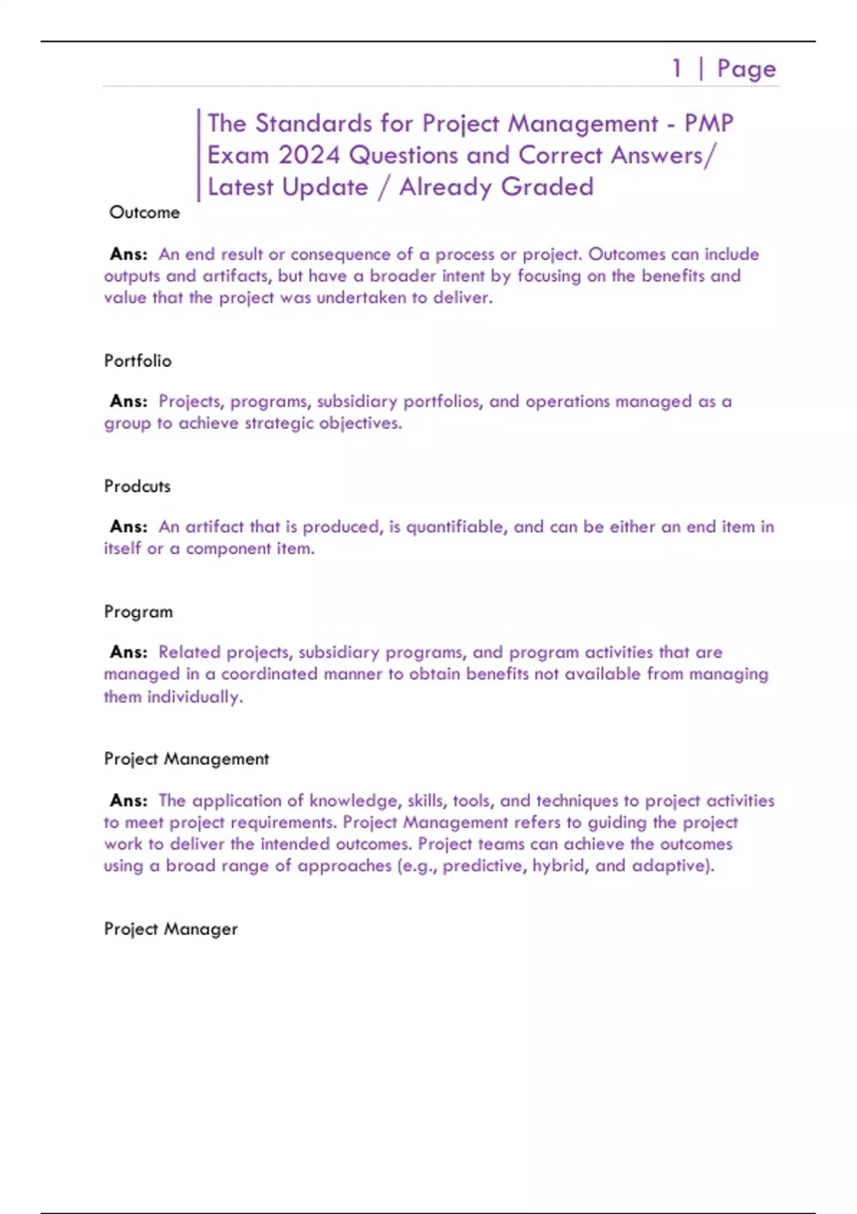 The Standards for Project Management - PMP Exam 2024 Questions and ...