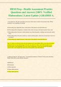 HESI Prep - Health Assessment Practice  Questions and Answers &vert;100&percnt; Verified  Elaborations &vert; Latest Update &vert; GRADED A&period; 