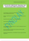 UNT ECON 1100 EXAM 1 Questions And Answers &vert;Latest 2025 &vert; Guaranteed Pass