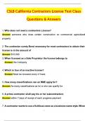 CSLB California Contractors License Test Class 2025 Update Newest Questions and Answers Latest &lpar;2025 &sol; 2026&rpar; &lpar;Verified Answers&rpar; 