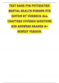 TEST BANK FOR PSYCHIATRIC MENTAL HEALTH NURSING 8TH EDITION BY VIDEBECK ALL CHAPTERS COVERED QUESTIONS AND ANSWERS GRADED A&plus; NEWEST VERSION&period;