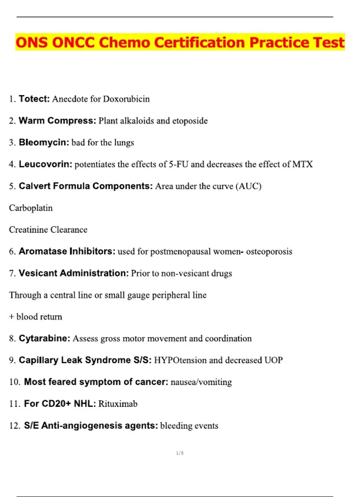ONS ONCC Chemotherapy Certification Practice Test Latest 2025 Actual ...