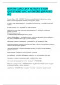 NORTH CAROLINA NOTARY EXAM QUESTIONS AND ANSWERS &lpar;GRADED A&plus;&rpar;