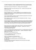CHFM FINANCE AND ADMINISTRATION QUESTIONS 
