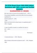 PA EFDA Board Exam 2025-2026 Edition&period;  Questions with 100&percnt; correct and Verified  Answers&period;  GUARANTEED A&plus; GRADE&period;
