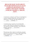 RELIAS RN BASIC MATH ABILITY EXAM 2025 NEWESTACTUAL EXAM COMPLETE QUESTIONS AND CORRECT DETAILED ANSWERS &sol;ALREADY GRADED A&plus; &sol;&sol;BRAND NEW&excl;&excl;