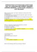 INTRODUCTION TO PYTHON EXAM LATEST EXAM 2025 &vert; ALL QUESTIONS AND CORRECT ANSWERS &lpar;VERIFIED ANSWERS&rpar; &vert; LATEST EXAM &vert; GRADED A&plus; &vert; JUST RELEASED