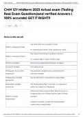CMN 12Y Midterm 2025 Actual exam &lpar;Testing Real Exam Questions&rpar;and verified Answers &lpar; 100&percnt; accurate&rpar; GET IT RIGHT&excl;&excl;
