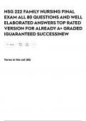NSG 222 FAMILY NURSING FINAL EXAM ALL 80 QUESTIONS AND WELL ELABORATED ANSWERS TOP RATED VERSION FOR ALREADY A&plus; GRADED &vert;GUARANTEED SUCCESS&vert;NEW