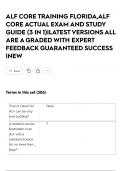 ALF CORE TRAINING FLORIDA&comma;ALF CORE ACTUAL EXAM AND STUDY GUIDE &lpar;3 IN 1&rpar;&vert;LATEST VERSIONS ALL ARE A GRADED WITH EXPERT FEEDBACK GUARANTEED SUCCESS &vert;NEW