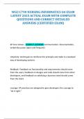 WGU C790 NURSING INFORMATICS OA EXAM LATEST 2025 ACTUAL EXAM WITH COMPLETE QUESTIONS AND CORRECT DETAILED ANSWERS &lpar;CERTIFIED EXAM&rpar;