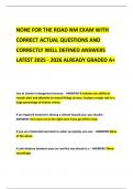 NONE FOR THE ROAD NM EXAM WITH CORRECT ACTUAL QUESTIONS AND CORRECTLY WELL DEFINED ANSWERS LATEST 2025 - 2026 ALREADY GRADED A&plus;