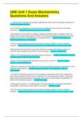 UNE Unit 1 Exam Biochemistry Questions And Answers