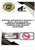 EUP1501 Assignment 3 Semester 1 Memo &vert; Due April 2025 &lbrack;COMPLETE ANSWERS&rsqb;&semi;100&percnt; CORRECT AND TRUSTED SOLUTIONS