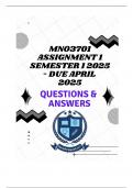 MNO3701 Assignment 1 Semester 1 2025 - DUE April 2025