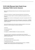NCM 106 &lpar;Pharma&rpar; Quiz Finals Exam Questions With Correct Answers