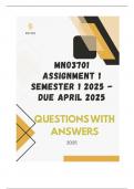 MNO3701 Assignment 1 Semester 1 2025 - DUE April 2025