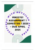 MNO3701 Assignment 1 Semester 1 2025 - DUE April 2025