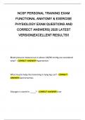 NCSF PERSONAL TRAINING EXAM FUNCTIONAL ANATOMY & EXERCISE PHYSIOLOGY EXAM QUESTIONS AND CORRECT ANSWERS&vert; 2025 LATEST VERSION&vert;EXCELLENT RESULTS&excl;&excl; 