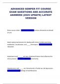 ADVANCED SEMPER FIT COURSE EXAM QUESTIONS AND ACCURATE ANSWERS &lpar;2025 UPDATE&rpar; LATEST VERSION