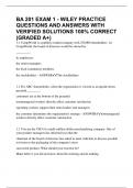 BA 201 EXAM 1 - WILEY PRACTICE QUESTIONS AND ANSWERS WITH VERIFIED SOLUTIONS 100&percnt; CORRECT &lpar;GRADED A&plus;&rpar;