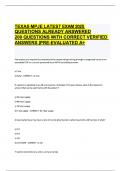 TEXAS MPJE LATEST EXAM 2025 QUESTIONS ALREADY ANSWERED  200 QUESTIONS WITH CORRECT VERIFIED ANSWERS &vert;PRE-EVALUATED A&plus;