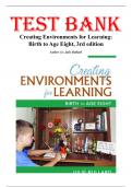 Test Bank For Creating Environments for Learning&colon; Birth to Age Eight 3rd Edition by Julie Bullard