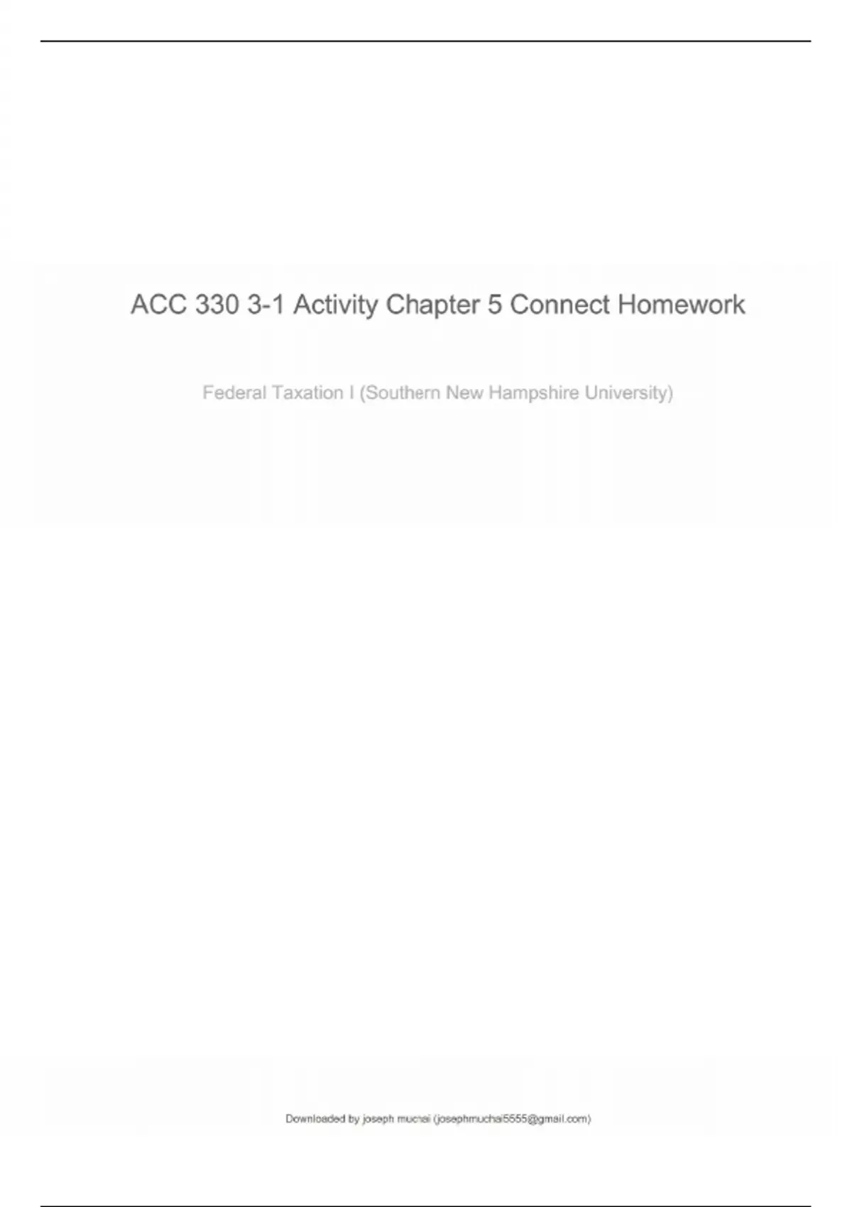 ACC 330 3-1 Activity Chapter 5 Connect Homework - ACC 330 3-1 - Stuvia US