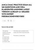 AMCA CMAC PRACTICE EXAM ALL 160 QUESTIONS AND WELL ELABORATED ANSWERS LATEST VERSION ALREADY A&plus; GRADED WITH EXPERT FEEDBACK&vert;NEW&vert;REVISED