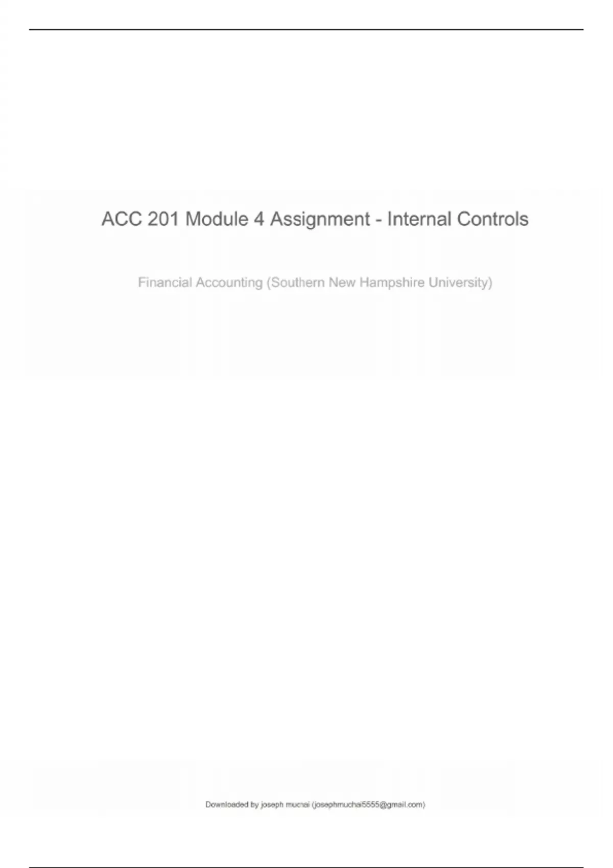 ACC 201 Module 4 Assignment - Internal Controls - ACC 201 Module 4 ...