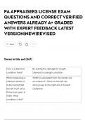 PA APPRAISERS LICENSE EXAM QUESTIONS AND CORRECT VERIFIED ANSWERS ALREADY A&plus; GRADED WITH EXPERT FEEDBACK LATEST VERSION&vert;NEW&vert;REVISED