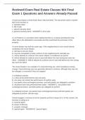 Rockwell Exam Real Estate Classes WA Final Exam 1 Questions and Answers Already Passed