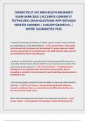 CONNECTICUT LIFE AND HEALTH INSURANCE  EXAM BANK 2025 &vert; ACCURATE CURRENTLY  TESTING REAL EXAM QUESTIONS WITH DETAILED  VERIFIED ANSWERS &vert; ALREADY GRADED A&plus; &vert;  EXPERT GUARANTEED PASS 