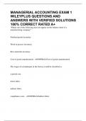 MANAGERIAL ACCOUNTING EXAM 1 WILEYPLUS QUESTIONS AND ANSWERS WITH VERIFIED SOLUTIONS 100&percnt; CORRECT RATED A&plus;