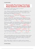 Personality Psychology Final Exam Study Questions and Answers 2025