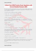 Critical Care HESI Practice Exam Questions with Correct Detailed Answers 2025