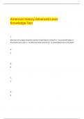 American History Advanced Level  Knowledge Test